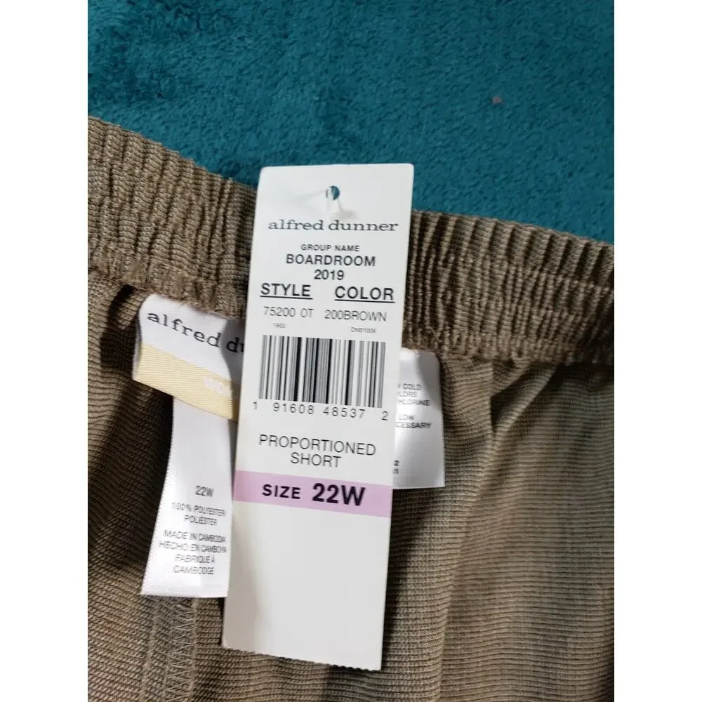 Alfred Dunner Pants Size 22 W Brown Elastic Waist Ladies Dress Stretch NWT